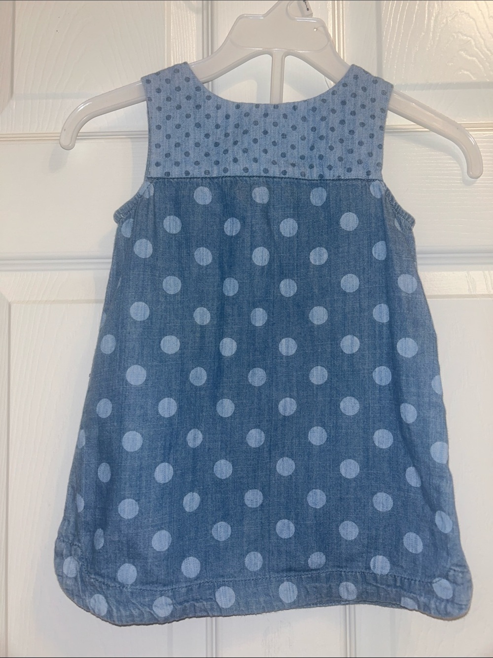 Baby Gap Sleeveless Lightweight Denim Polka Dot Dress